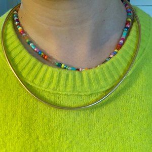 14K Yellow Gold Omega Tube Collar Necklace